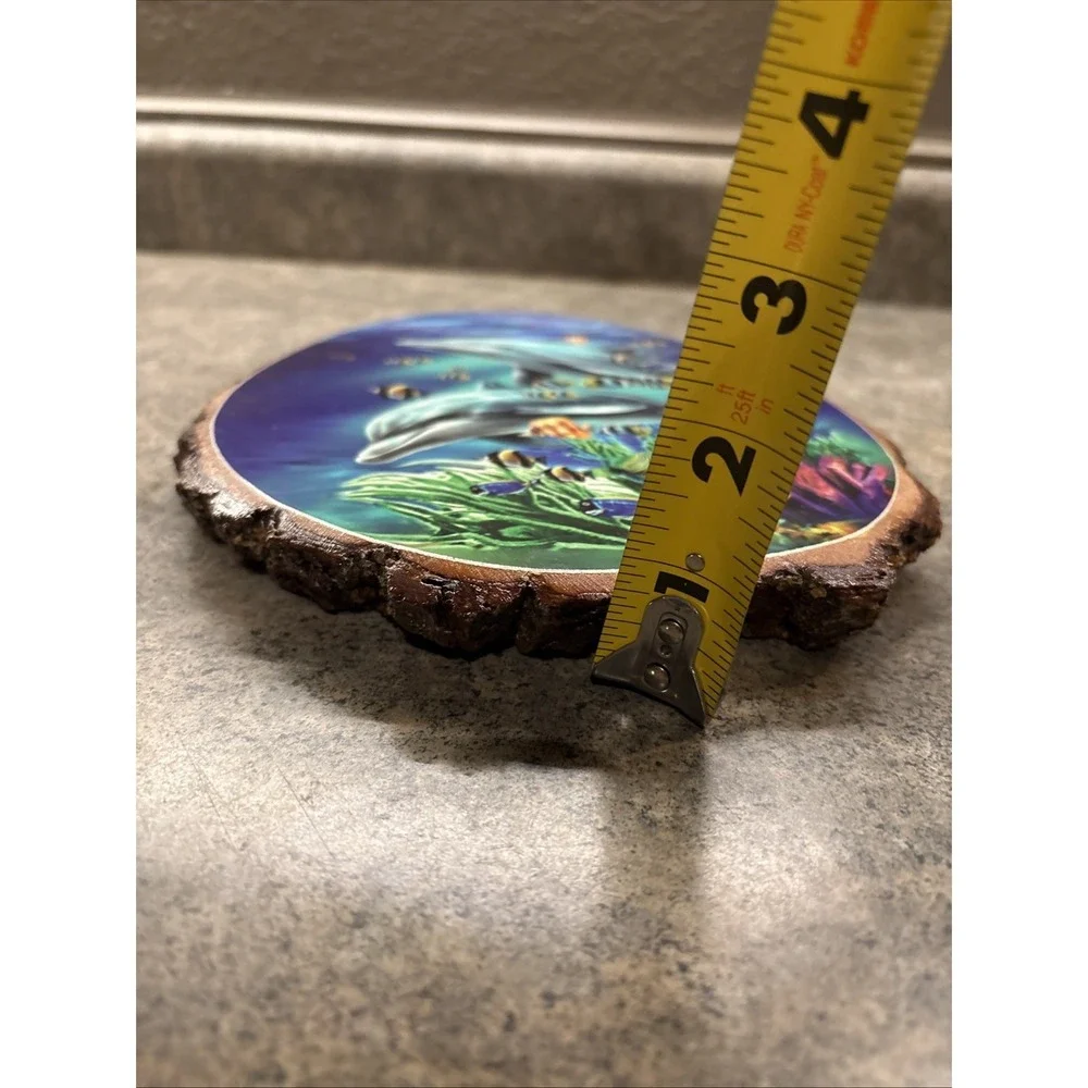 Unique Dolphin Saltwater Fish Wood Block Wall 10.5 Inch Plaque Excellent Cond.